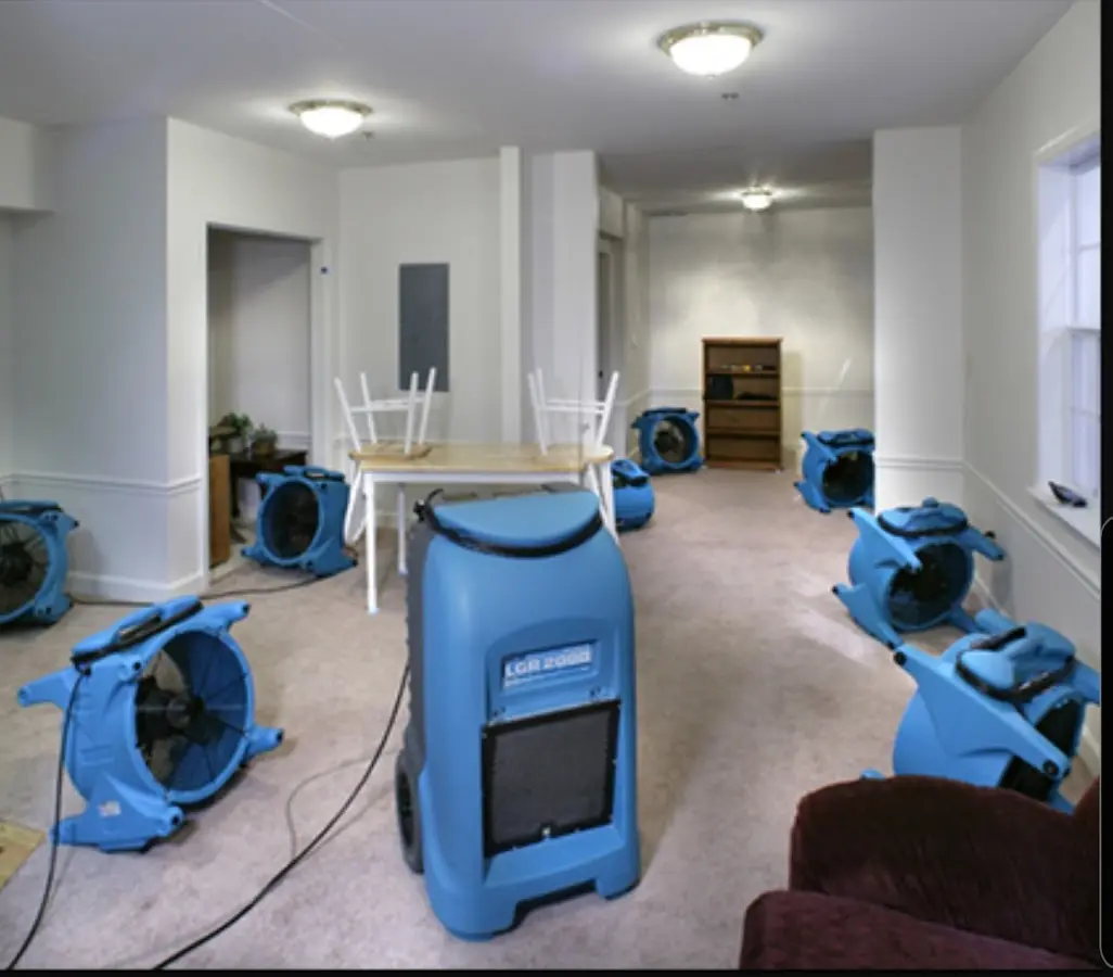 Air movers and dehumidifier setup for Water Extraction & Removal in LaGrange